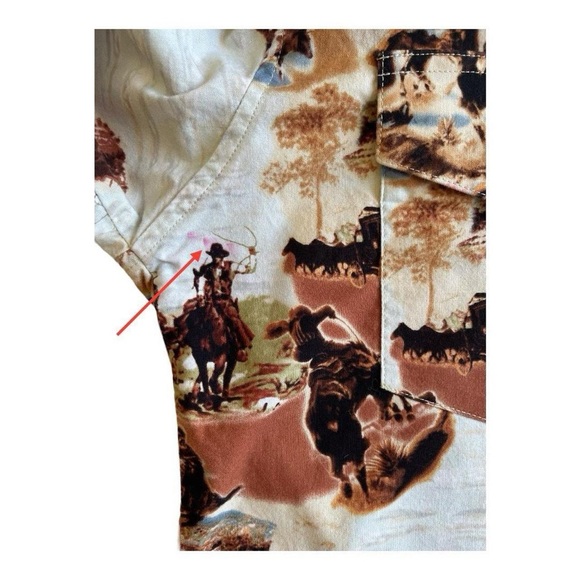 Vintage Men’s Wrangler Western Shirt Long Sleeve Pearl Snaps Cowboy Horse Print - Picture 8 of 8